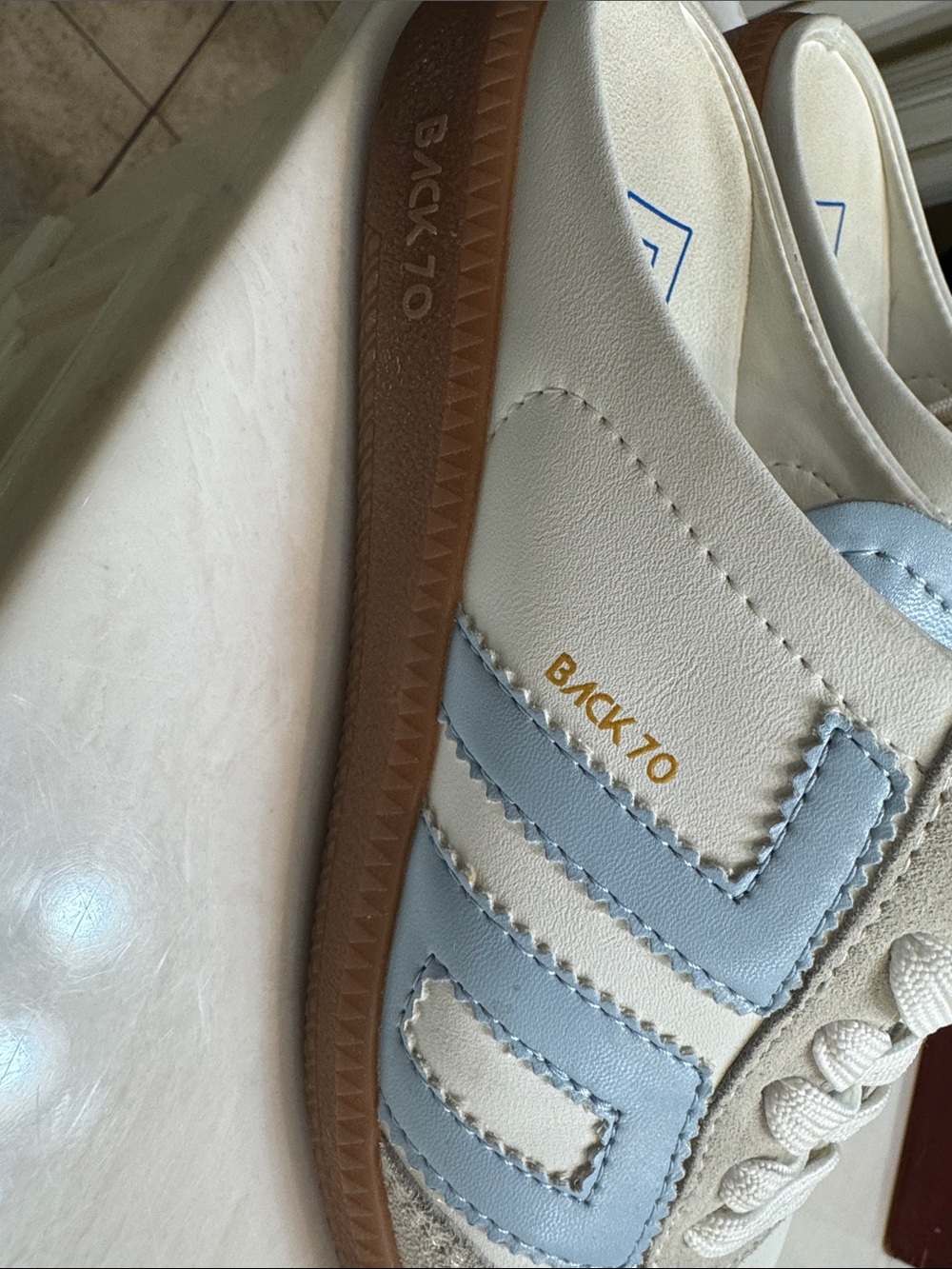 BACK 70 Easter Light Blue & White Lace-Up mule Sneakers - Picture 4 of 4